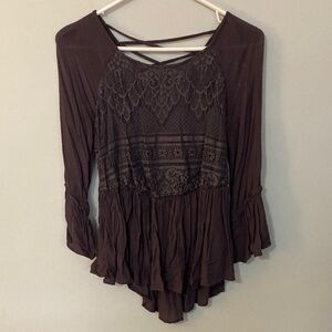 Knox Rose Charcoal Lace Blouse